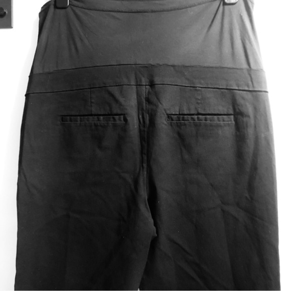 Stork & Babe XL Black Maternity High Rise Panel Straight Leg Pants Pockets - Picture 4 of 16